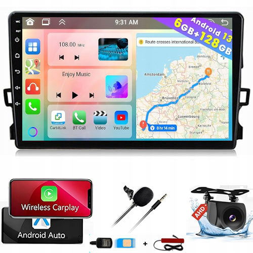 Radio Android Navigácia Toyota Auris 2006-2011 Sim 8-core 6GB+128GB
