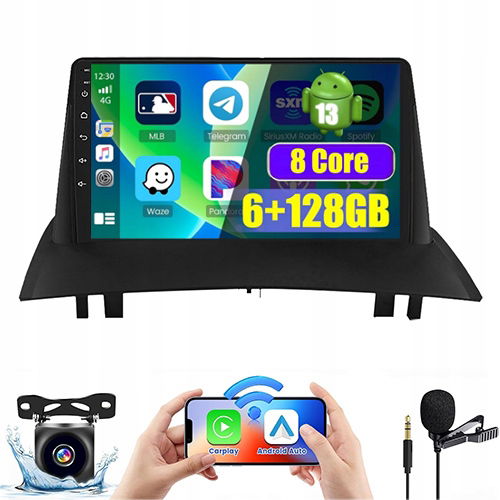 Rádio Android Renault Megane II 2002-2009 Sim Dsp Carplay 6GB 128GB