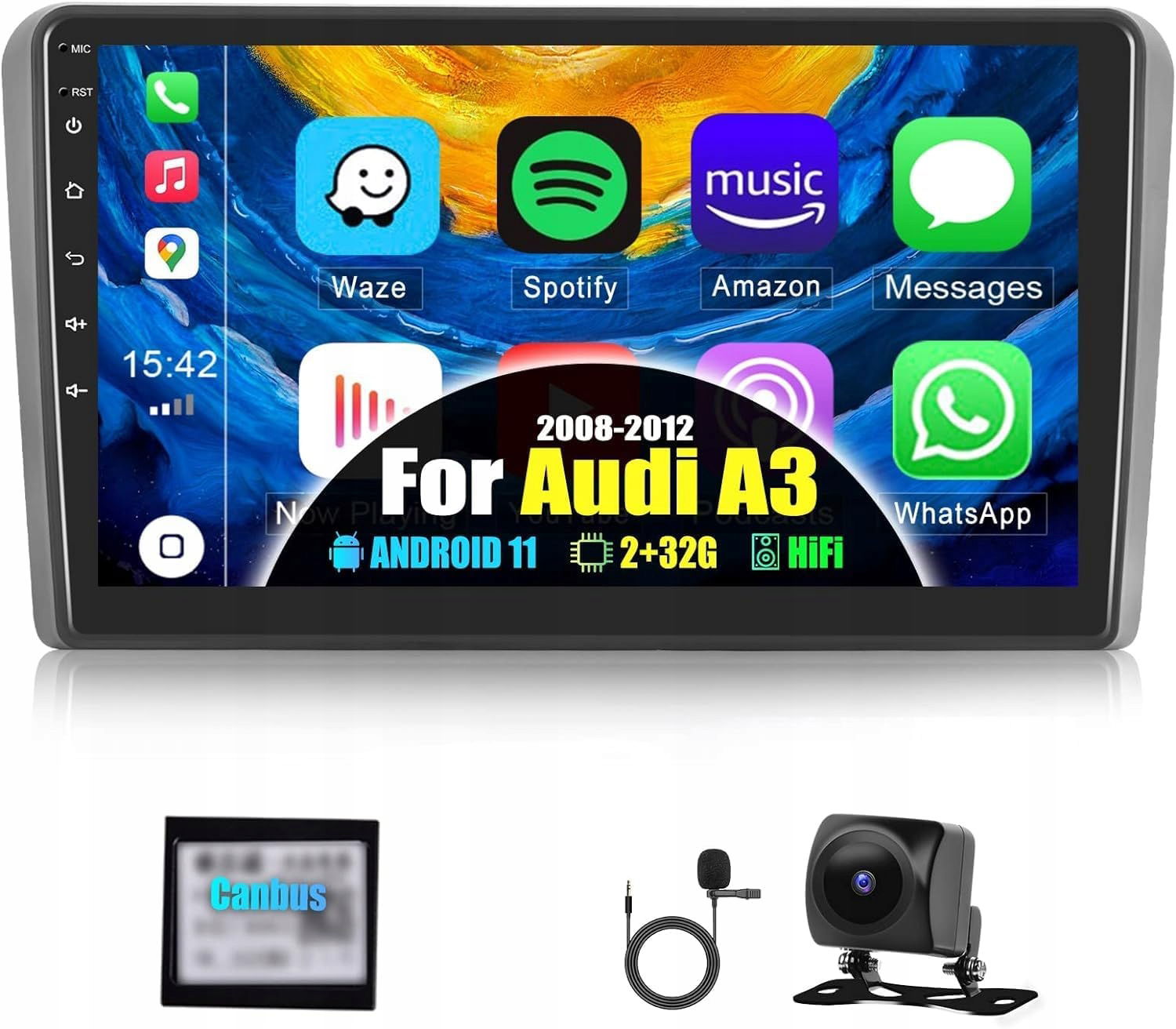 Rádio Audi A3 8P 2008-2012 Android Radio 2 Gb 64 Gb 2-DIN CarPlay Kamera