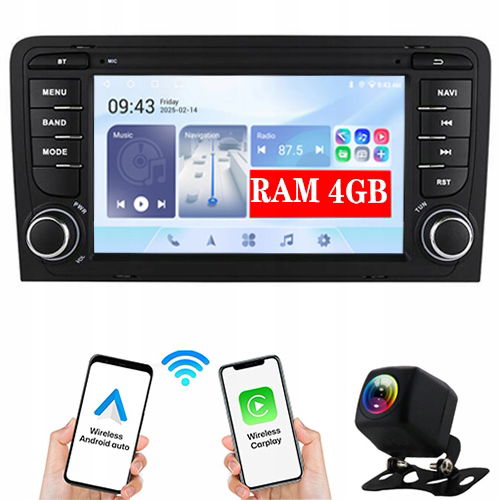 Radio Bt Gps Navigácia Audi A3 8P 2003-2012 Android Carplay WiFi 4GB/64GB