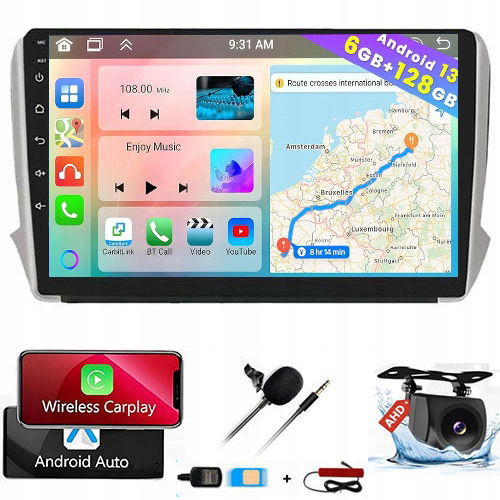 Radio Gps Android Peugeot 2008 208 2012-2019 Carplay Sim 8-core 6GB+128GB