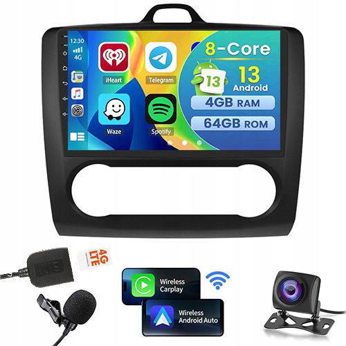 Rádio Gps Bt Android Auto Ford Focus 2004-2011 Carplay 4GB+64GB