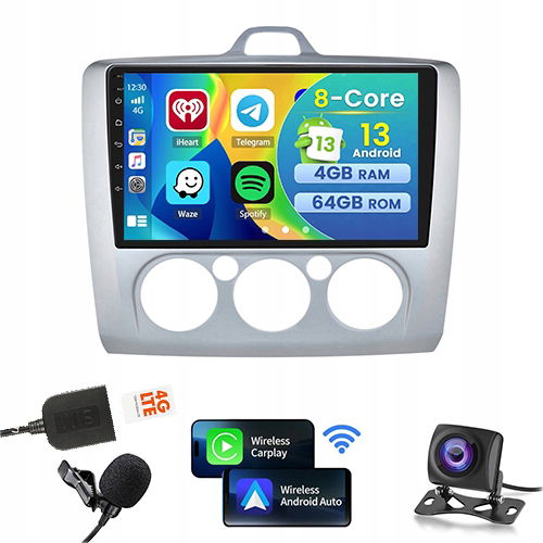 Rádio Gps Bt Android Auto Ford Focus MK2 2004-2011 Carplay 4GB+64GB