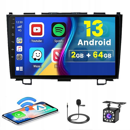 Rádio Gps Bt Android Auto Honda Crv III 2006-2012 Carplay 2GB+64GB