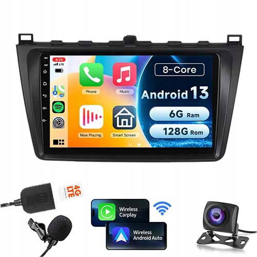 Rádio Gps Bt Android Auto Mazda 6 2008-2012 Carplay 6GB+128GB