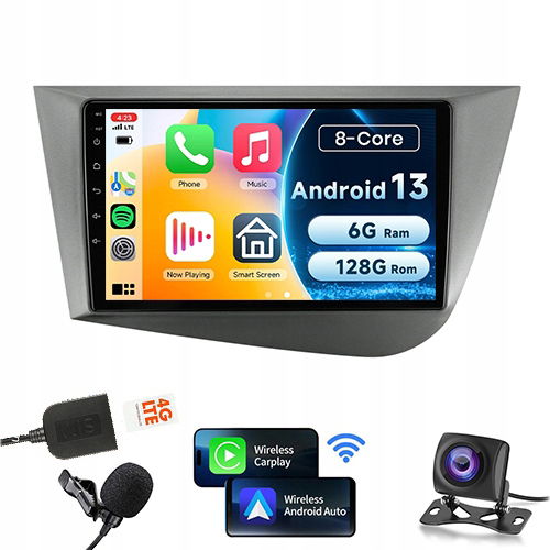 Rádio Gps Bt Android Auto Seat Leon II 2005-2012 Carplay 6GB+128GB