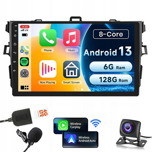 Rádio Gps Bt Android Auto Toyota Corolla E15 2006-2012 Carplay 6GB+128GB