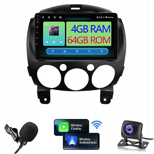 Rádio Navigácia Android Auto Carplay Mazda 2 2007-2014 4GB 64GB