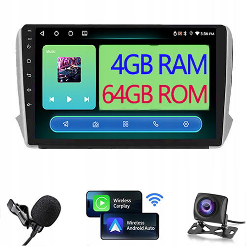 Rádio Navigácia Android Auto Carplay Peugeot 2008 208 2012-2019 4GB 64GB