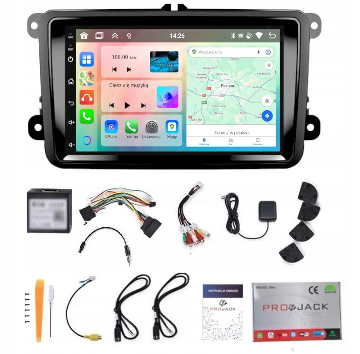 Rádio Navigácia Gps Android Auto Carplay Vw Jetta 2005-2011 2GB 64GB