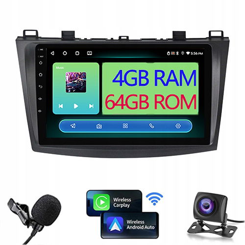 Rádio Navigácia Gps Bt Android Auto Carplay Mazda 3 2009-2013 4GB 64GB