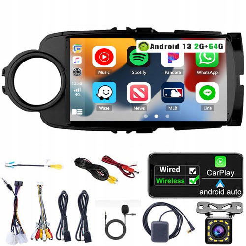 Rádio Navigácia Gps Toyota Yaris 2011-2019 Carplay 2GB+64GB Android 13