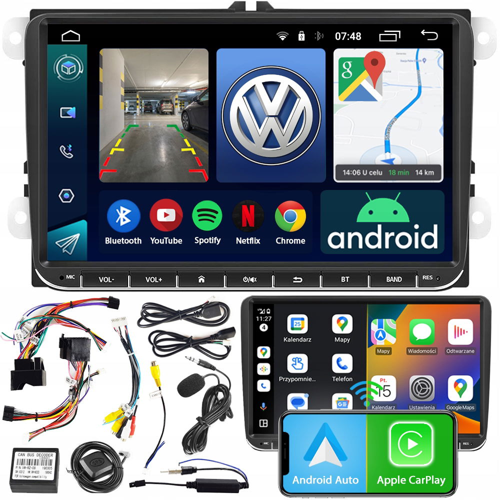 Rádio Navigácia Ncs RS-405 Android Vw Golf Plus 2004 2013 Bluetooth 2DIN
