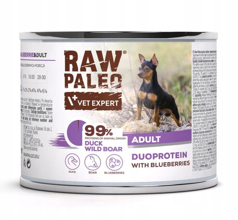 Raw Paleo kačacie a diviačie mäso pre dospelých v konzerve 200 g