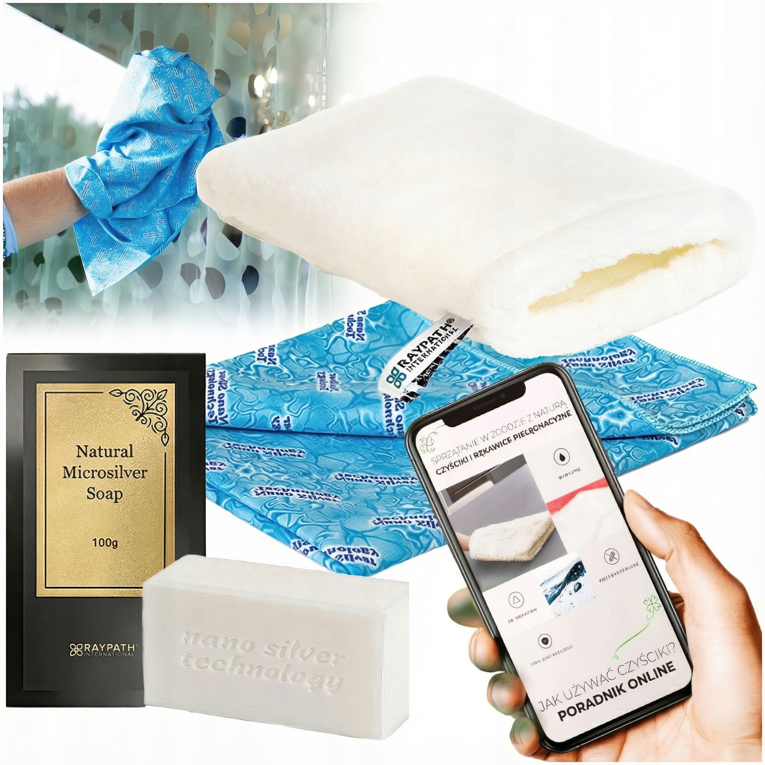 Raypath Univerzálny set Rukavica Sunbeam Biele mydlo s mikrostriebrom