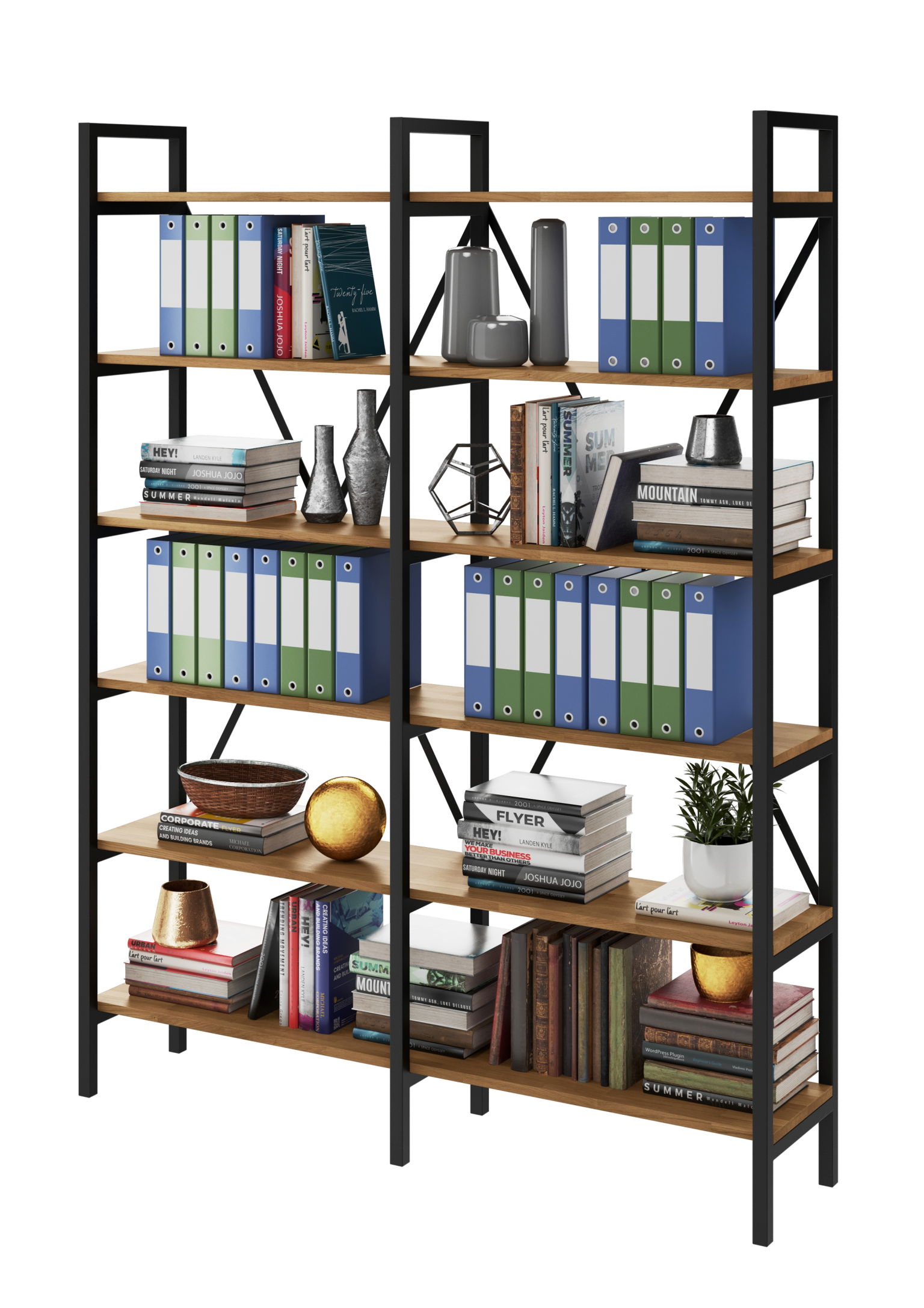 Regál na zakladače a knihy Loft dub D6+R 180 cm