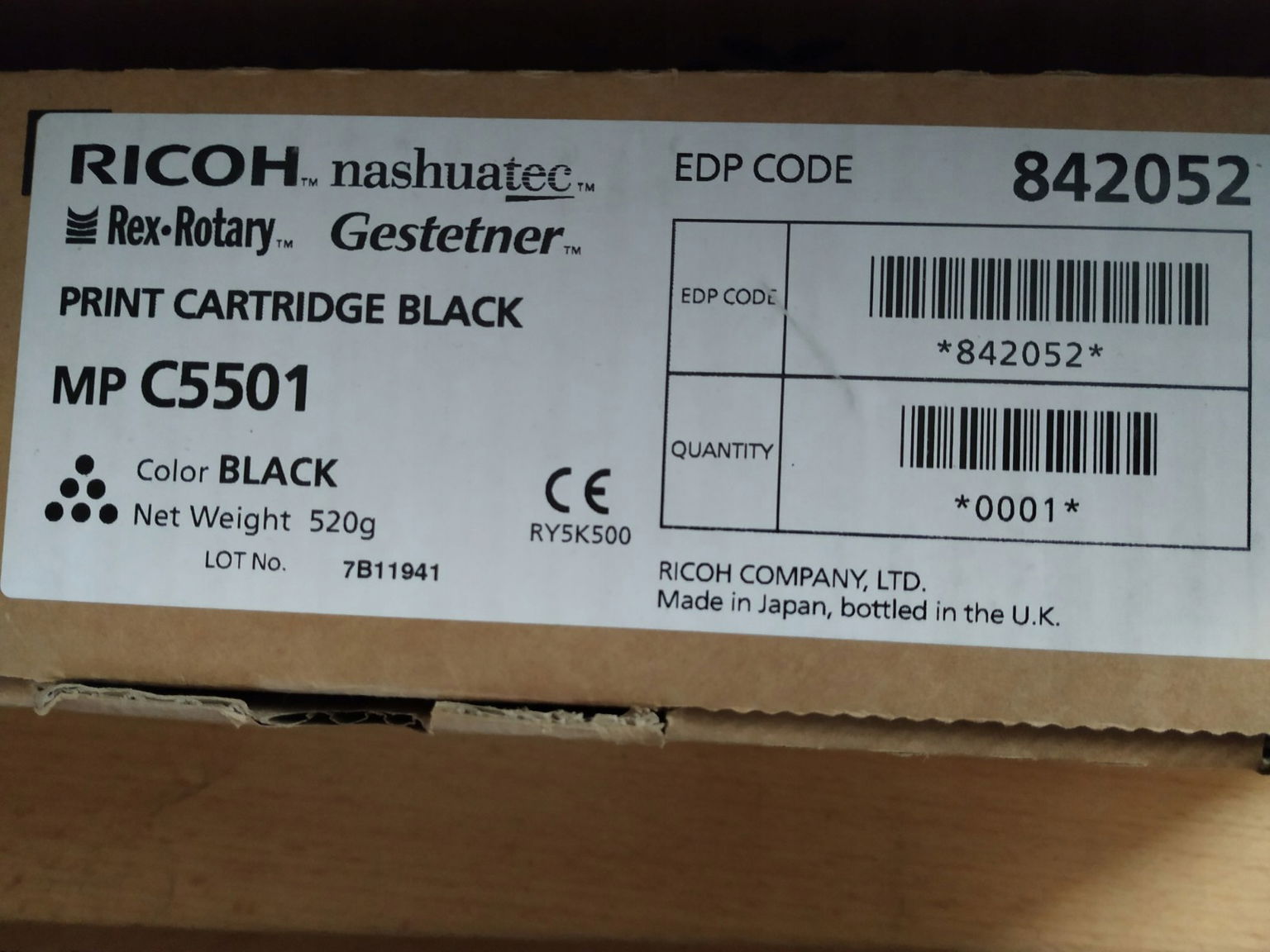 Ricoh Originálny toner MPC4501 MPC5501 K čierny