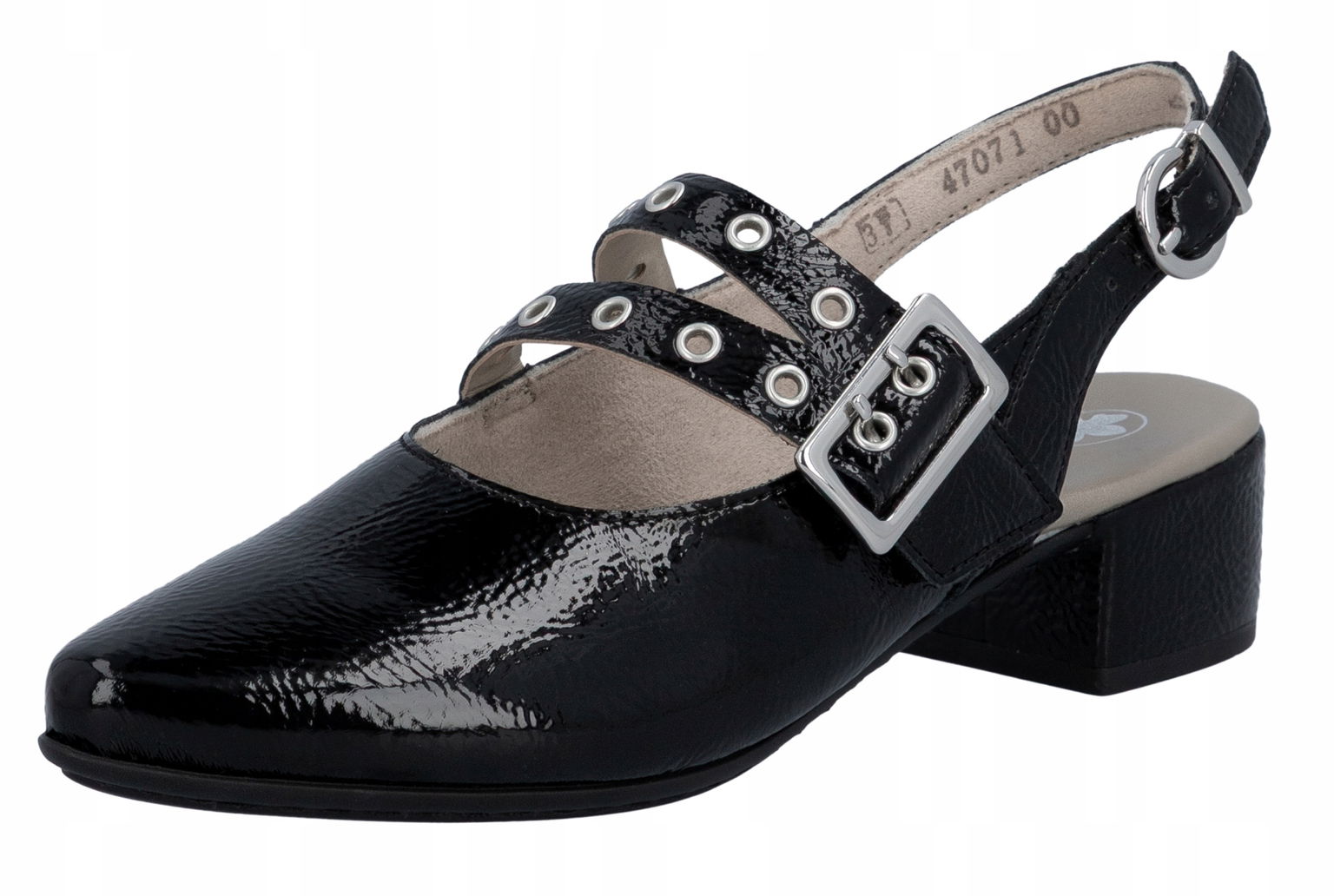 Rieker 47071-00 veľ.39 čierne elegantné sandále, lodičky