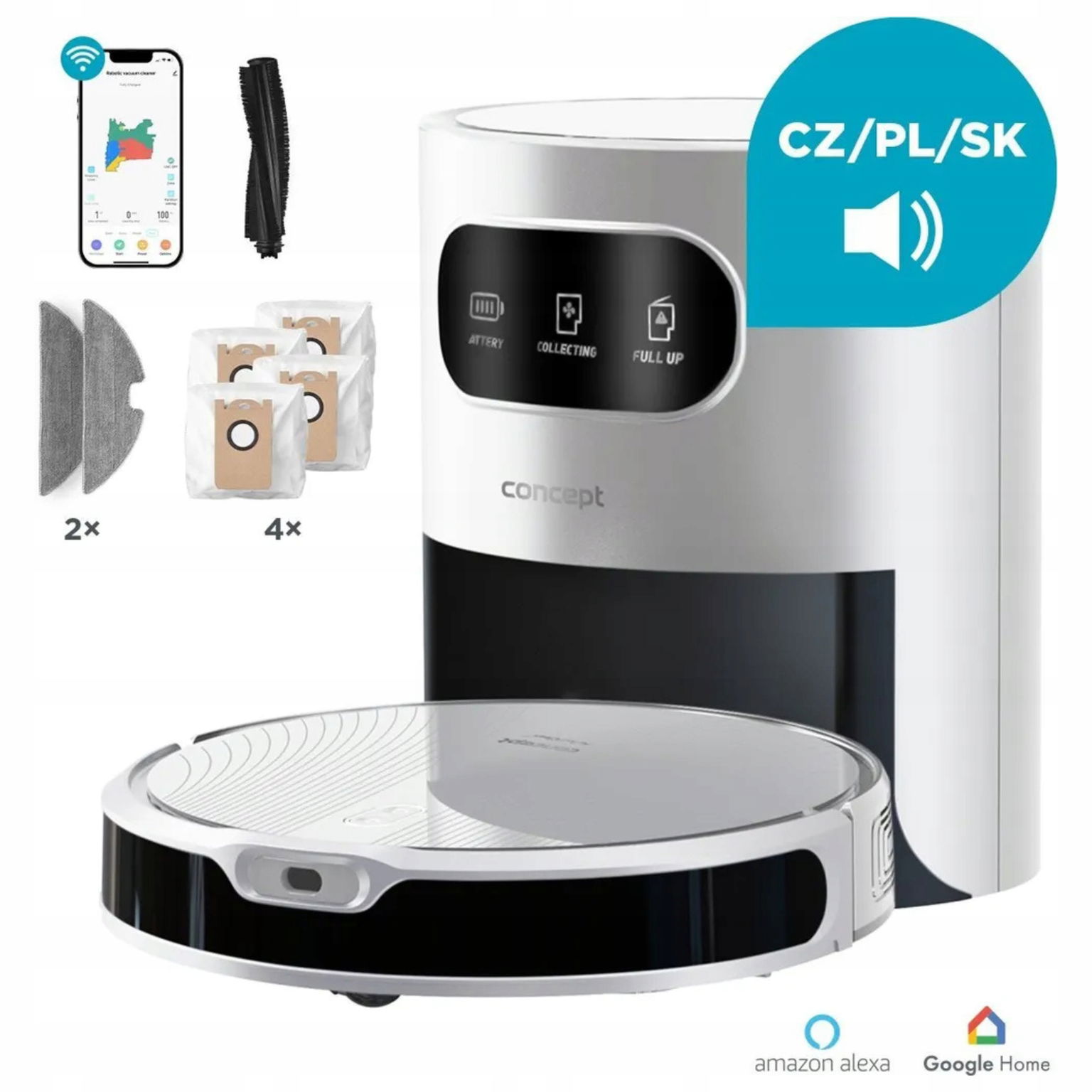 Robotický vysávač Concept VR3350 biely s mopom