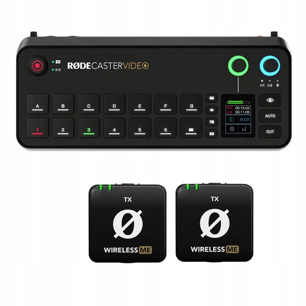 RodeCaster Video 2x Rode Wireless Me Tx Studio do podcastu Sada
