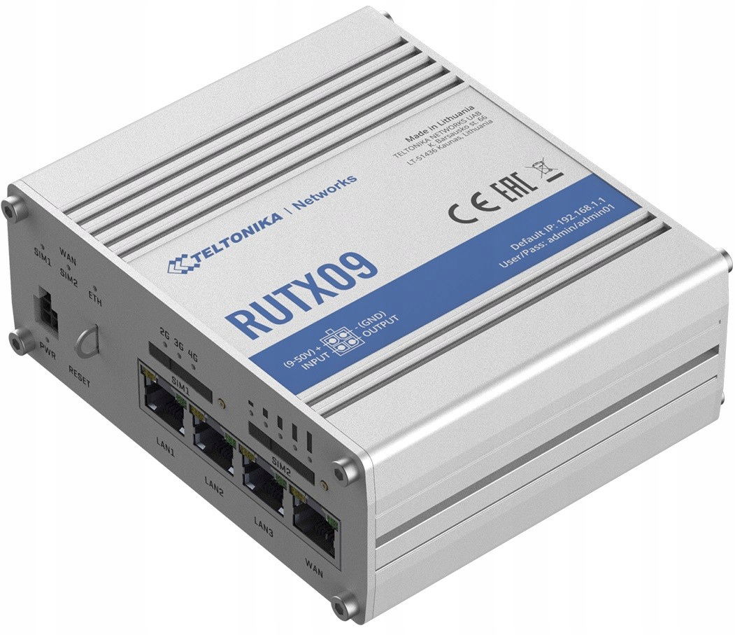 Router Lte RUTX09 (Cat 6), 4xGbE, Gnss, Ethernet