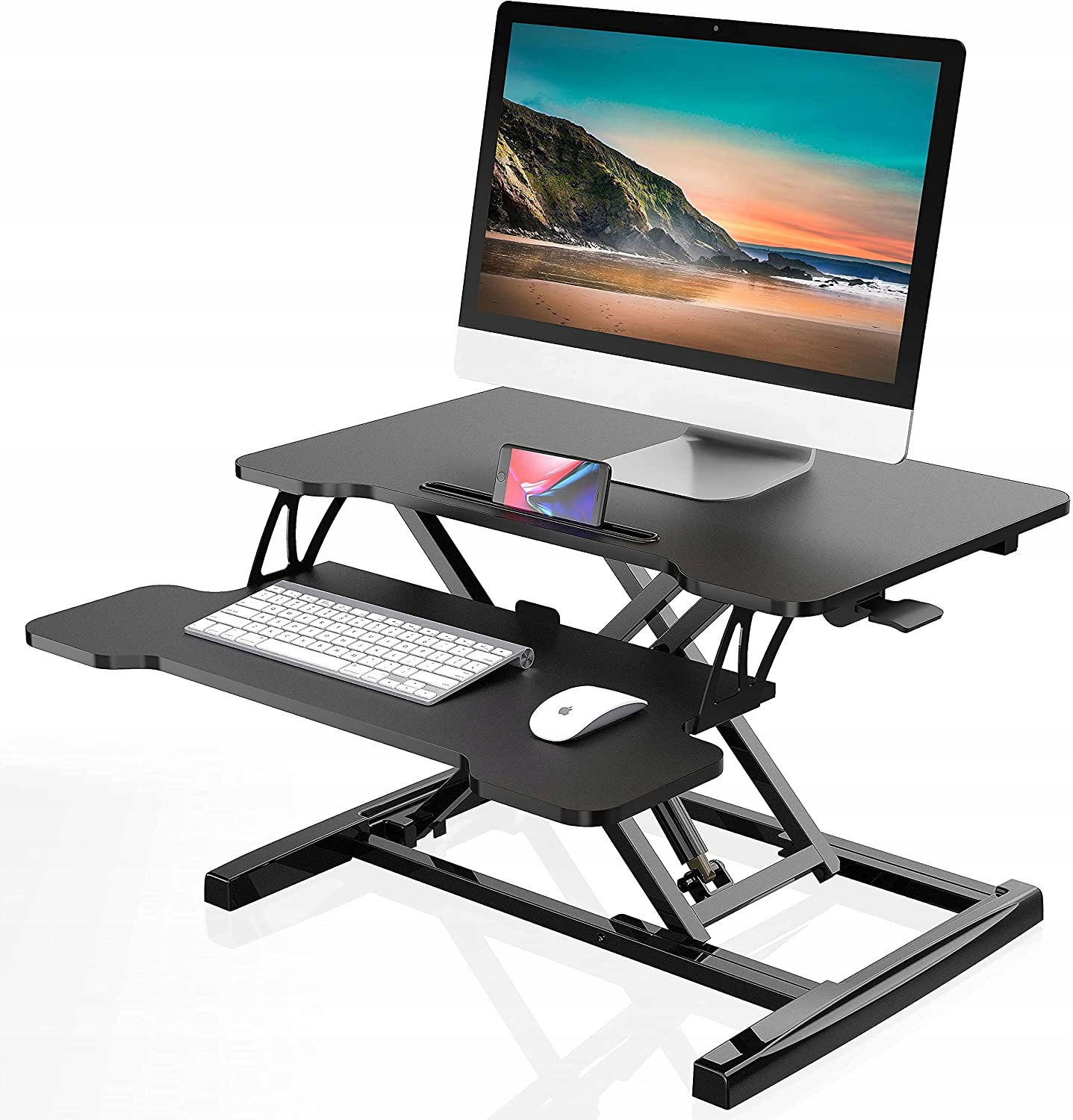 Rozkladací Stolík Pod Notebook 2 Úrovne, Čierny 64 CM