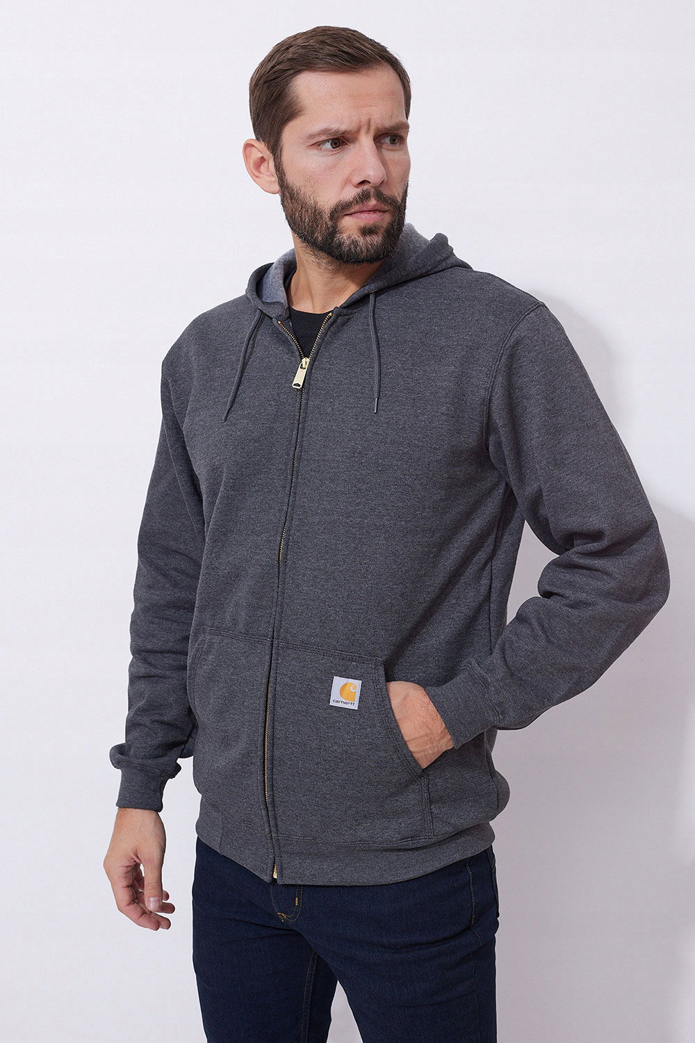 Rozopínateľná mikina s kapucňou Carhartt Hooded Sweatshirt S carbon heather