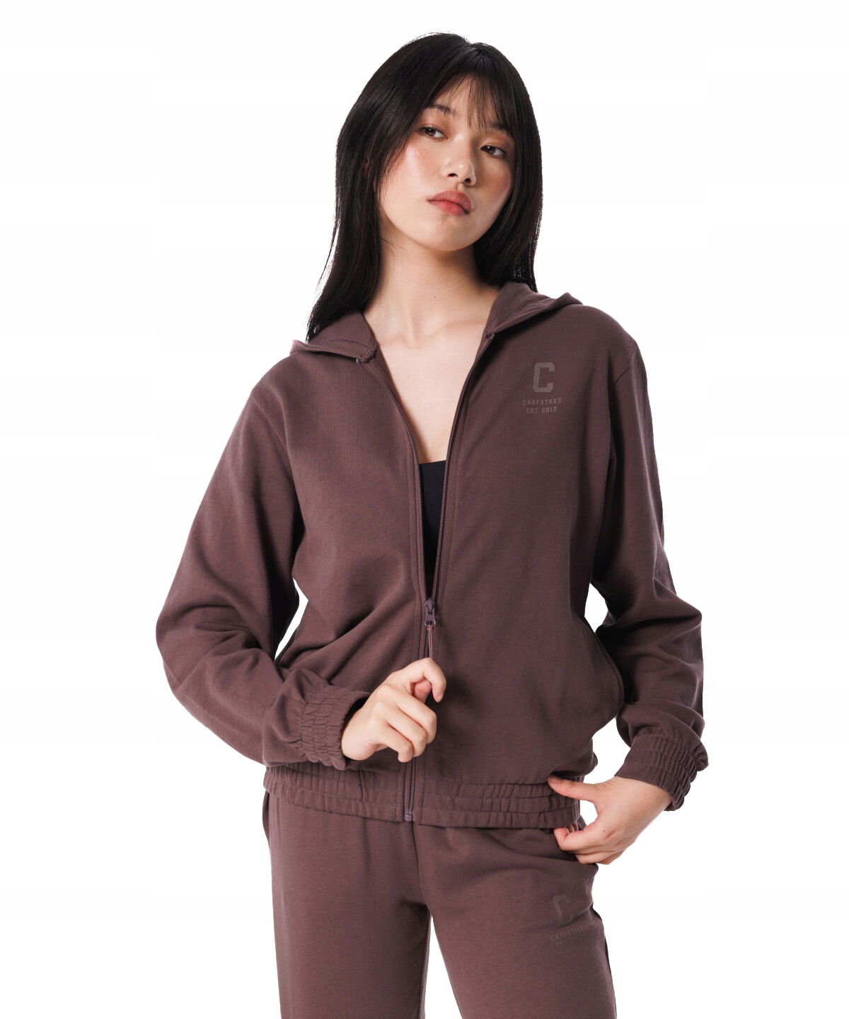 Rozopínateľná tepláková mikina Varsity Chic Carpatree Xs, hnedá
