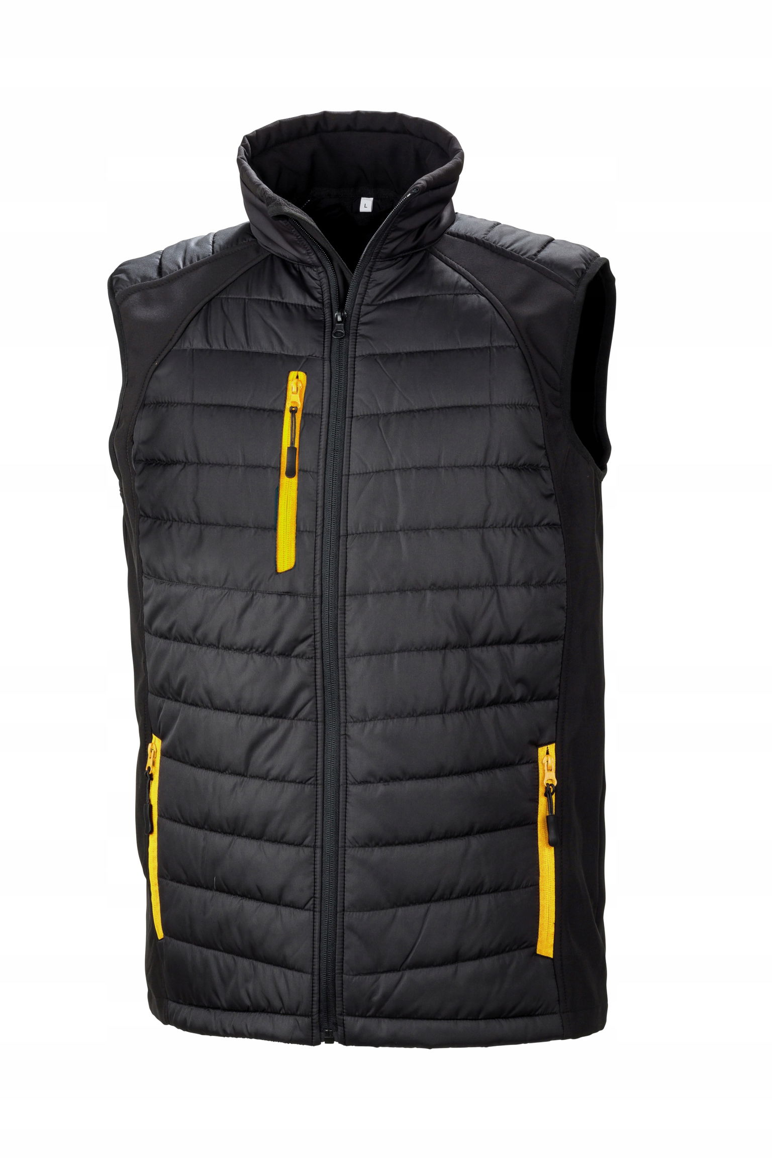 Rozopínateľná vesta Softshell bez rukávov Čierna/Žltá veľ. S