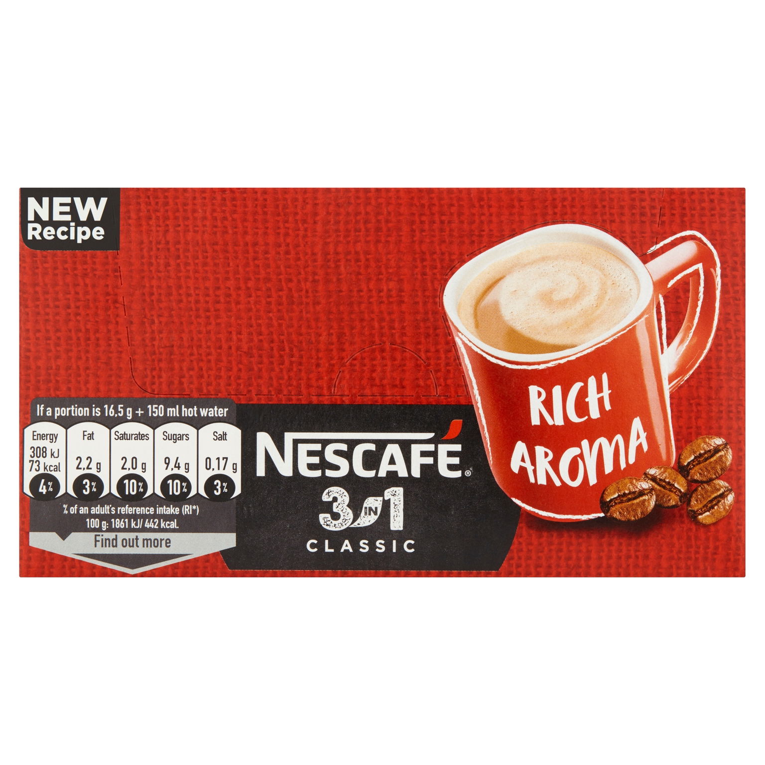 Rozpustný kávový nápoj Nescafé 3in1 Classic 28 x 16,5 g