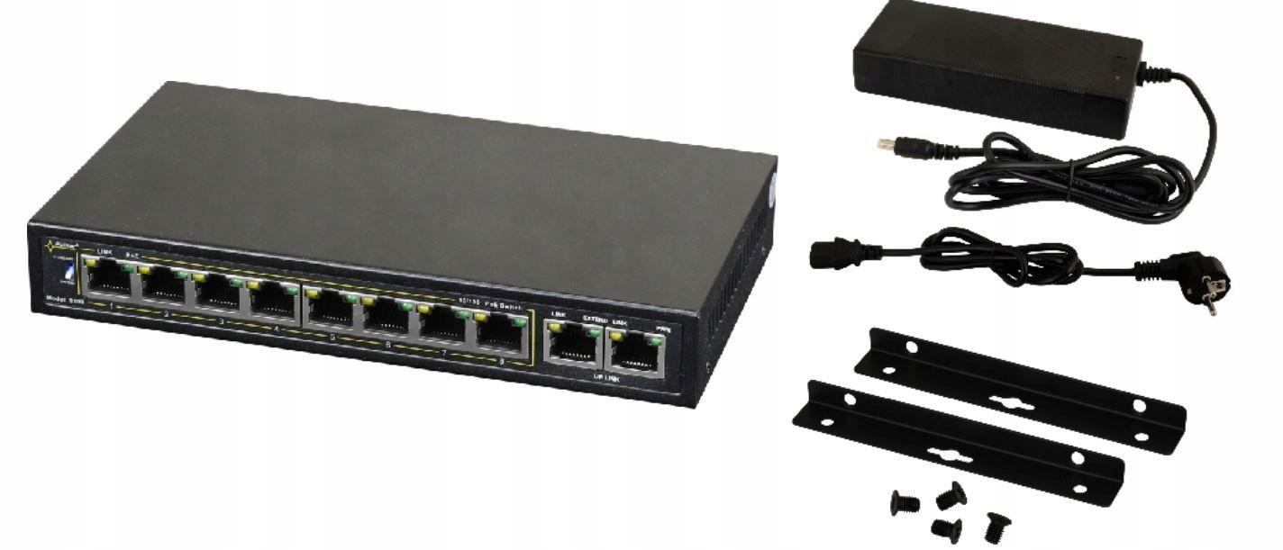 S108 10-portový prepínač 8xPoE Long Range (do 250 m)