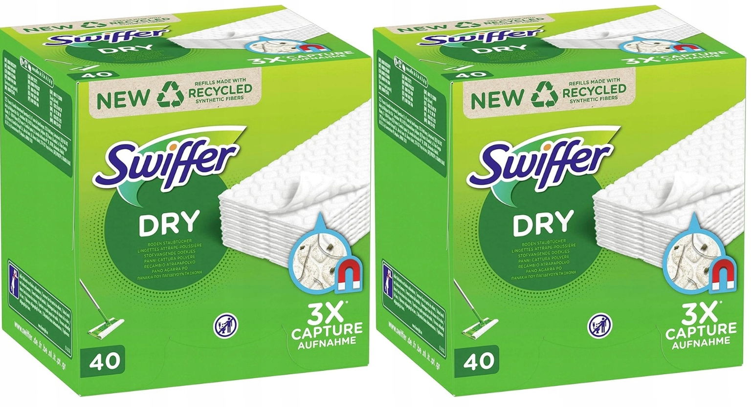Sada 2x 36ks Swiffer Dry na mop, suché utierky na prach, podlahy, Zásoba 72