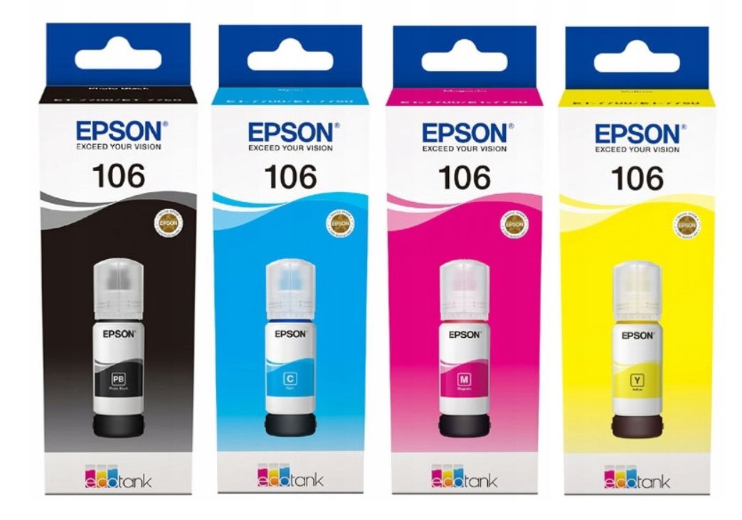 Sada 4 x Atramentov Epson 106 Ecotank L7160 L7180