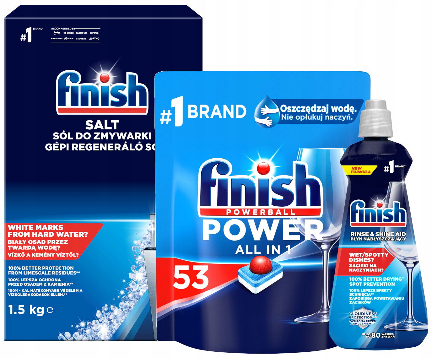 Sada Finish Tablety Power All in One 53 kusov soľ leštidlo
