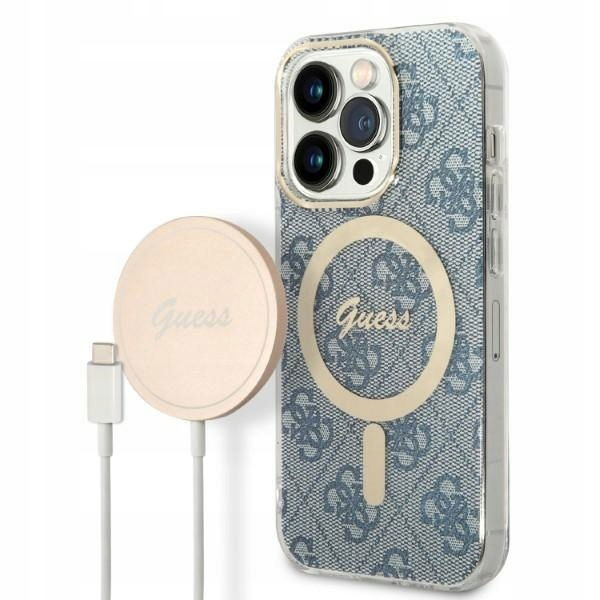Sada Guess GUBPP14XH4EACSB Case+ Charger iPhone 14 Pro Max 6,7" modrá