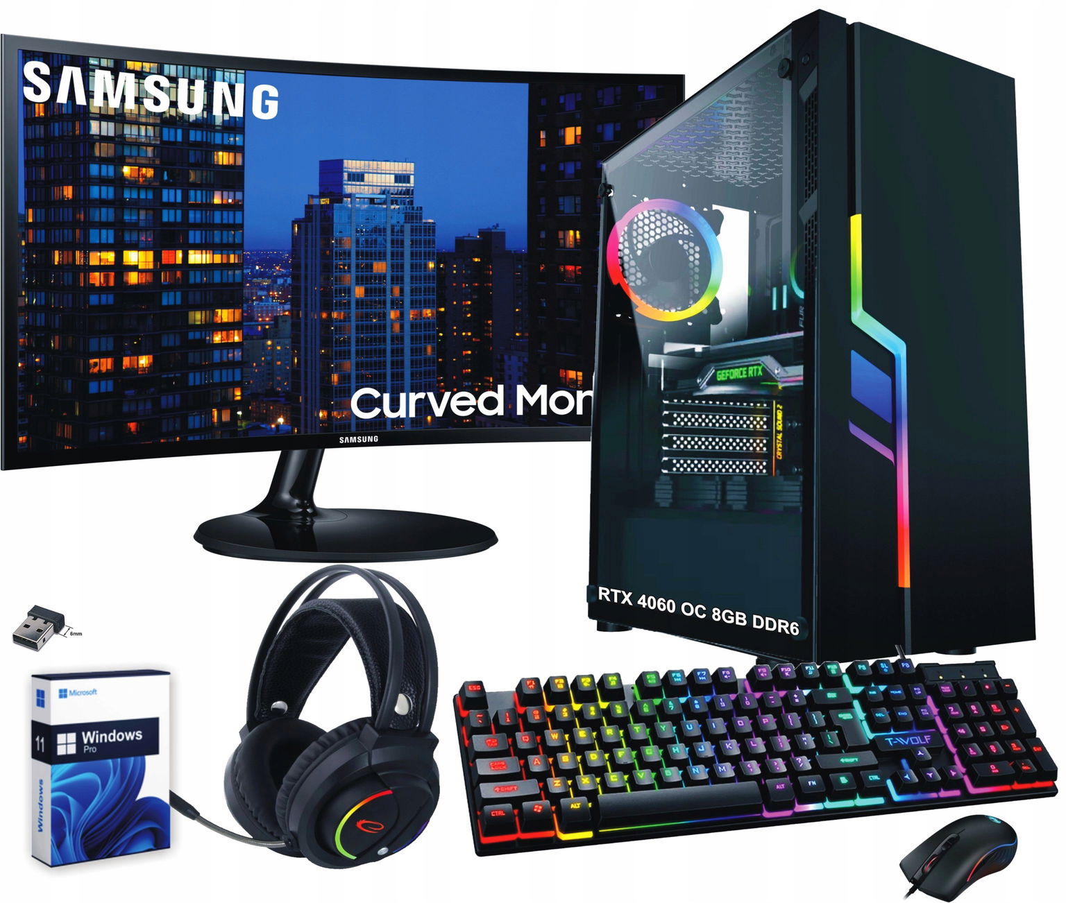 Sada herného počítača Ryzen |RTX5060|64GB|1000GB|LED 24|Win11
