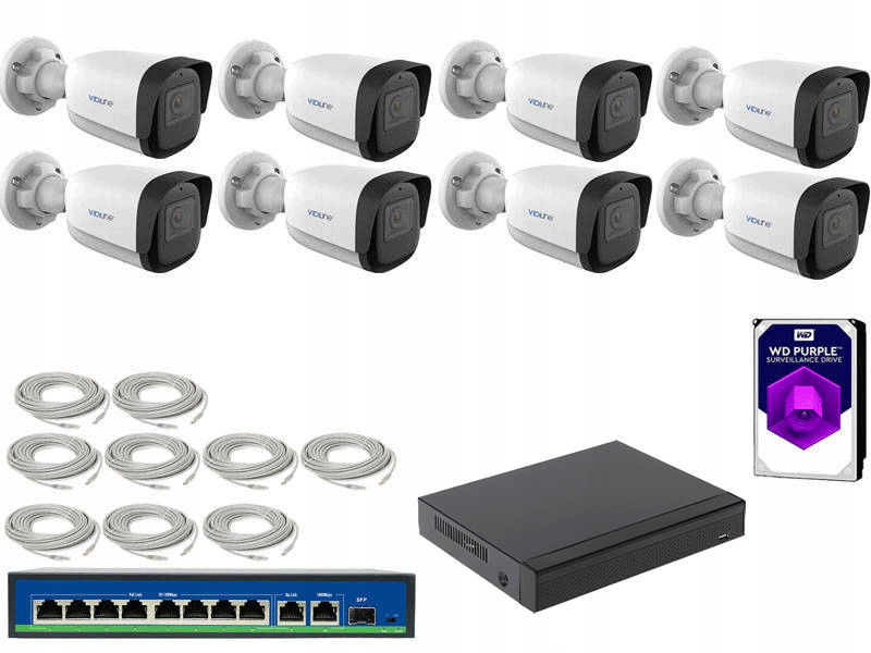 Sada Ip PoE 8 kamier ViDI-IPC-32T 2Mpx
