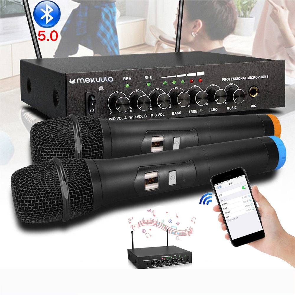 Sada mikrofónov Uhf Dvojkanálový bezdrôtový mikrofón Bluetooth 5.0