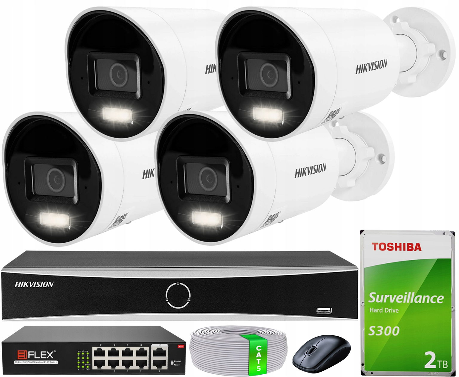 Sada na monitorovanie 6MPx 4 kamier DS-2CD2063G2-LI2U AcuSense Hikvision 2TB