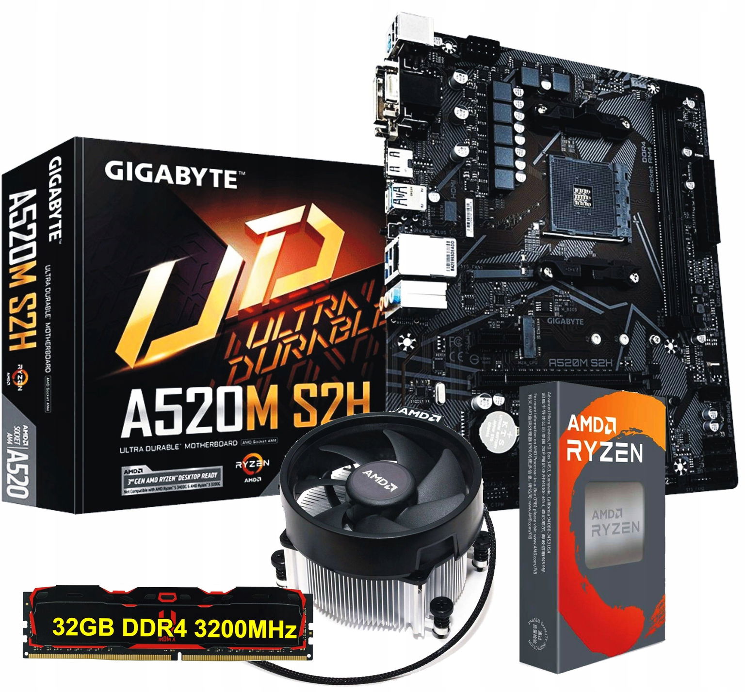 Sada Procesor Amd Ryzen 5 AM4 doska 32 Gb DDR4