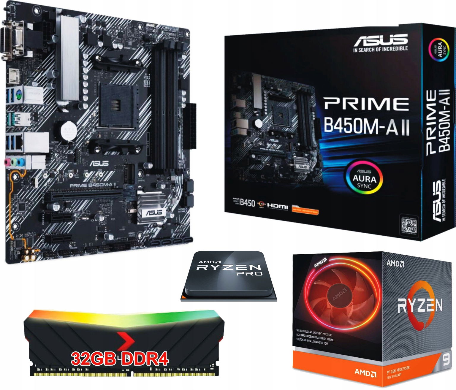 Sada Procesor Amd Ryzen 9 AM4 doska 32 Gb DDR4