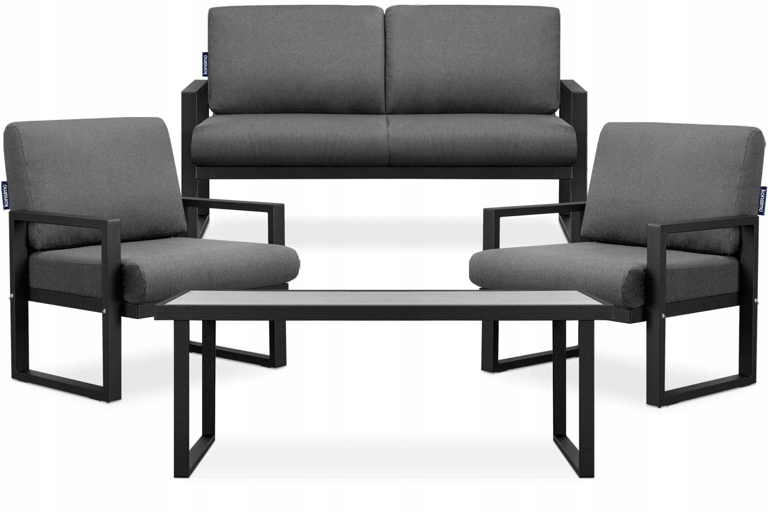 Sada záhradného nábytku stôl pohovka stôl čierny/sivý Konsimo Frena loft