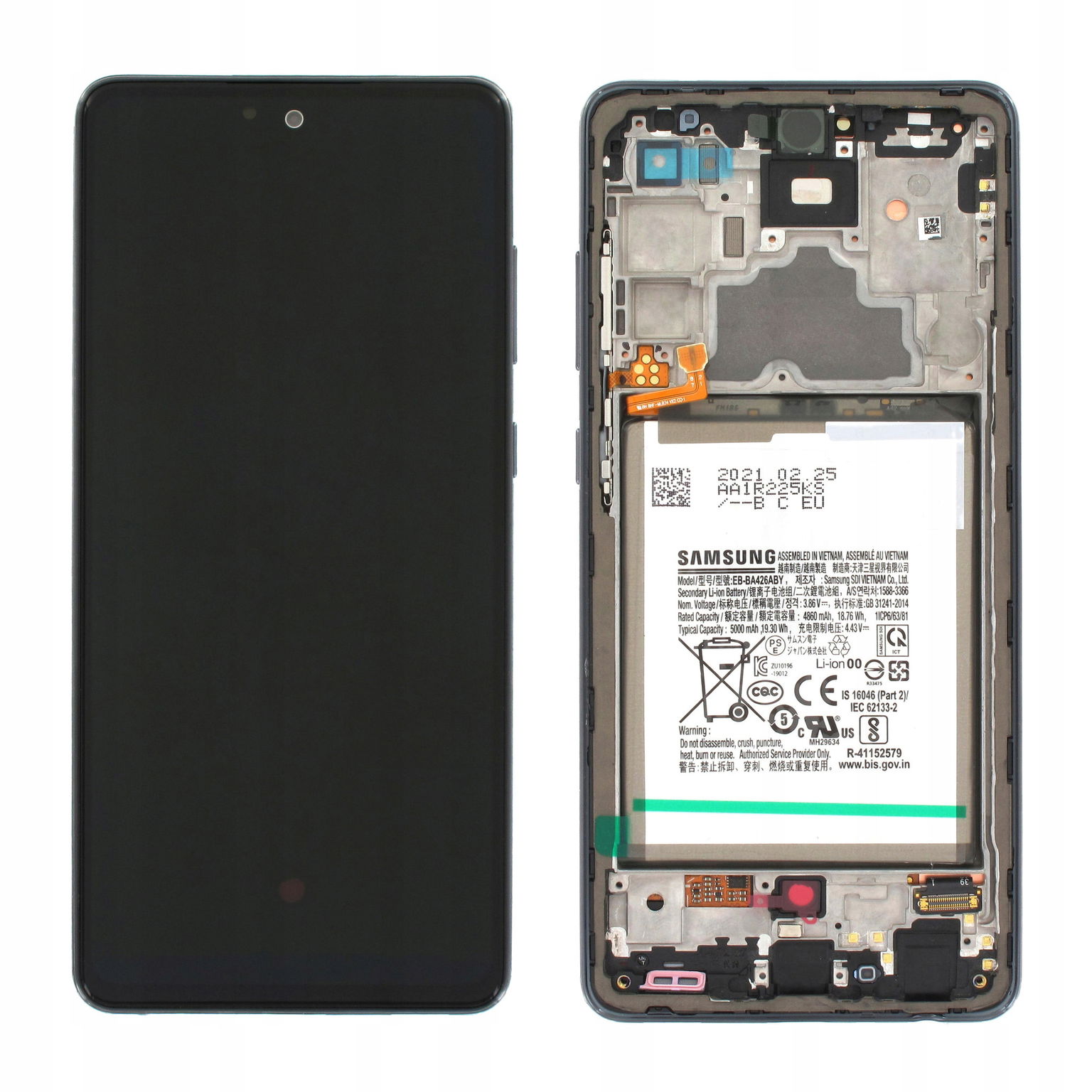 Samsung originálny LCD a dotyková vrstva pre Galaxy A72 4G A725 ružová