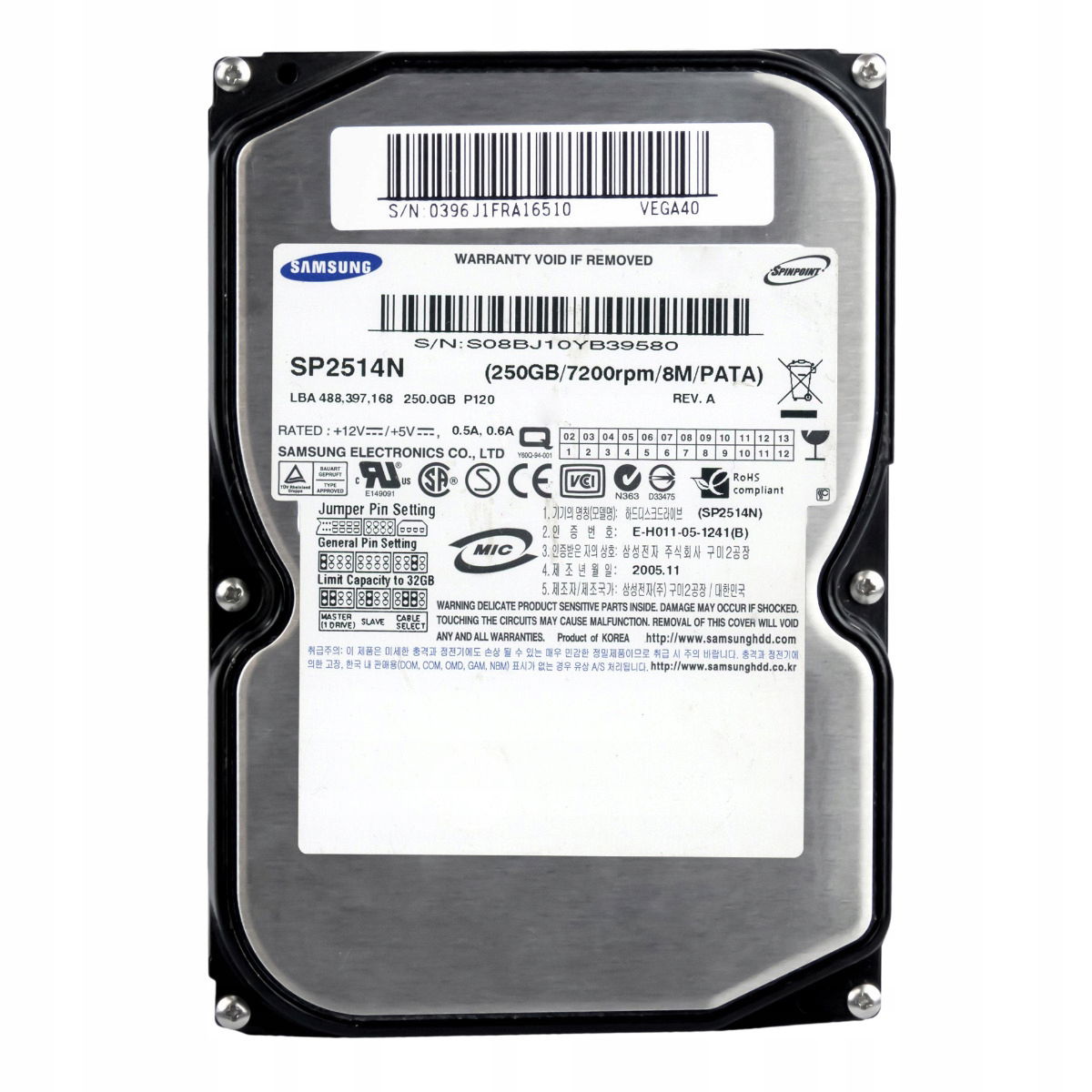 Samsung SpinPoint P120 250GB 7.2K 8MB Ata 3.5'' SP2514N