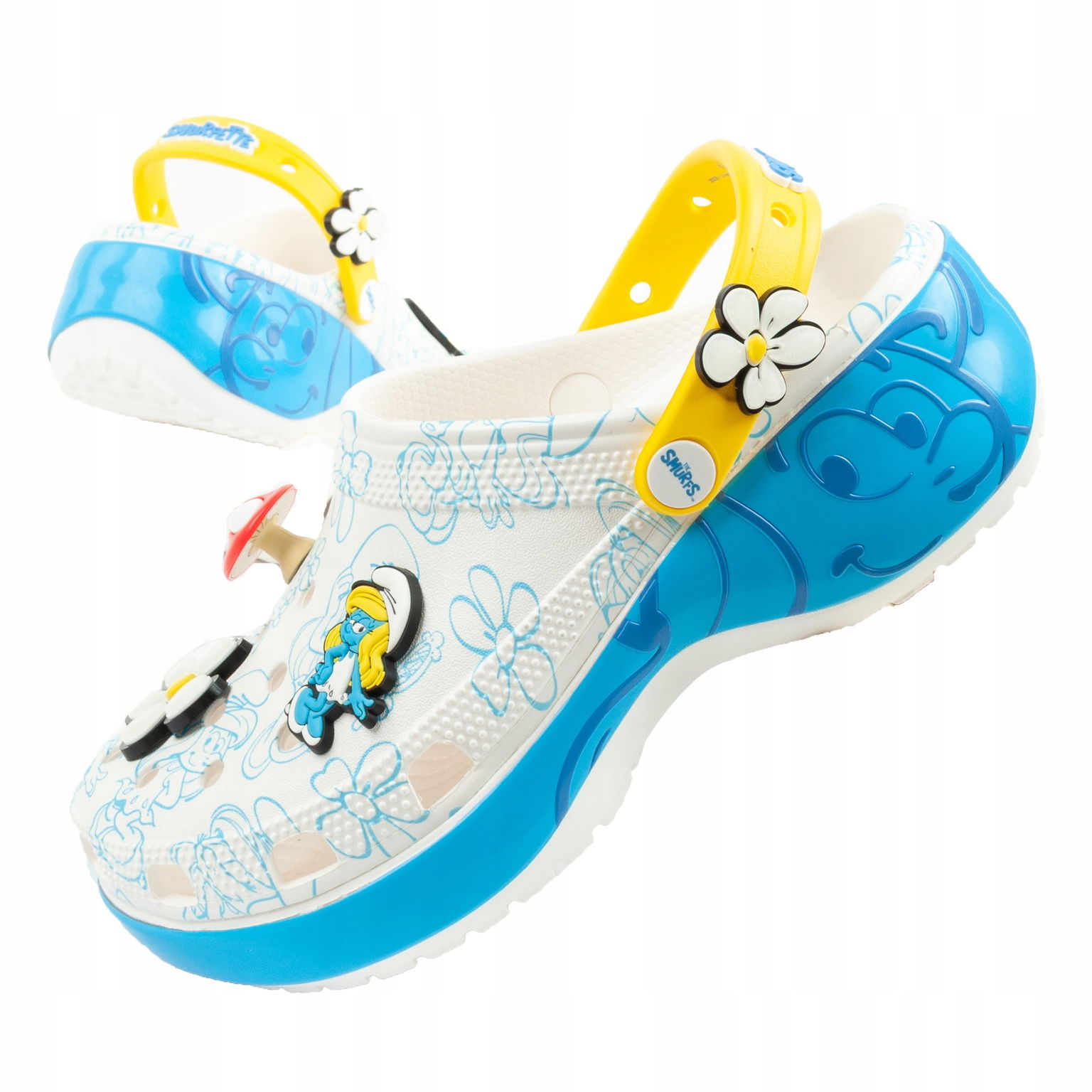 Sandále dreváky dámske Crocs Smurfs veľ. 41-42 na platforme Smerfy