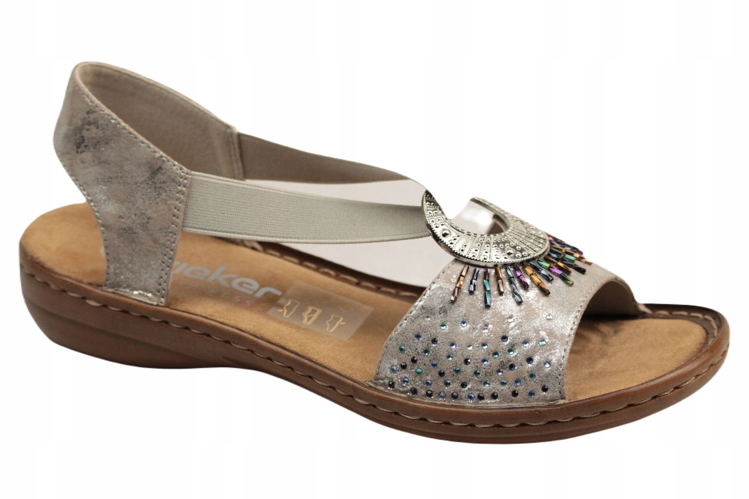 Sandále Rieker 60880-90 veľ.38 Pohodlné, strieborné