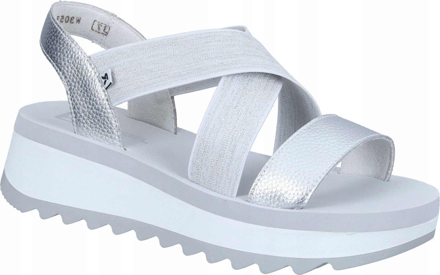 Sandále Rieker 910306-92 Silver, Prírodná Koža