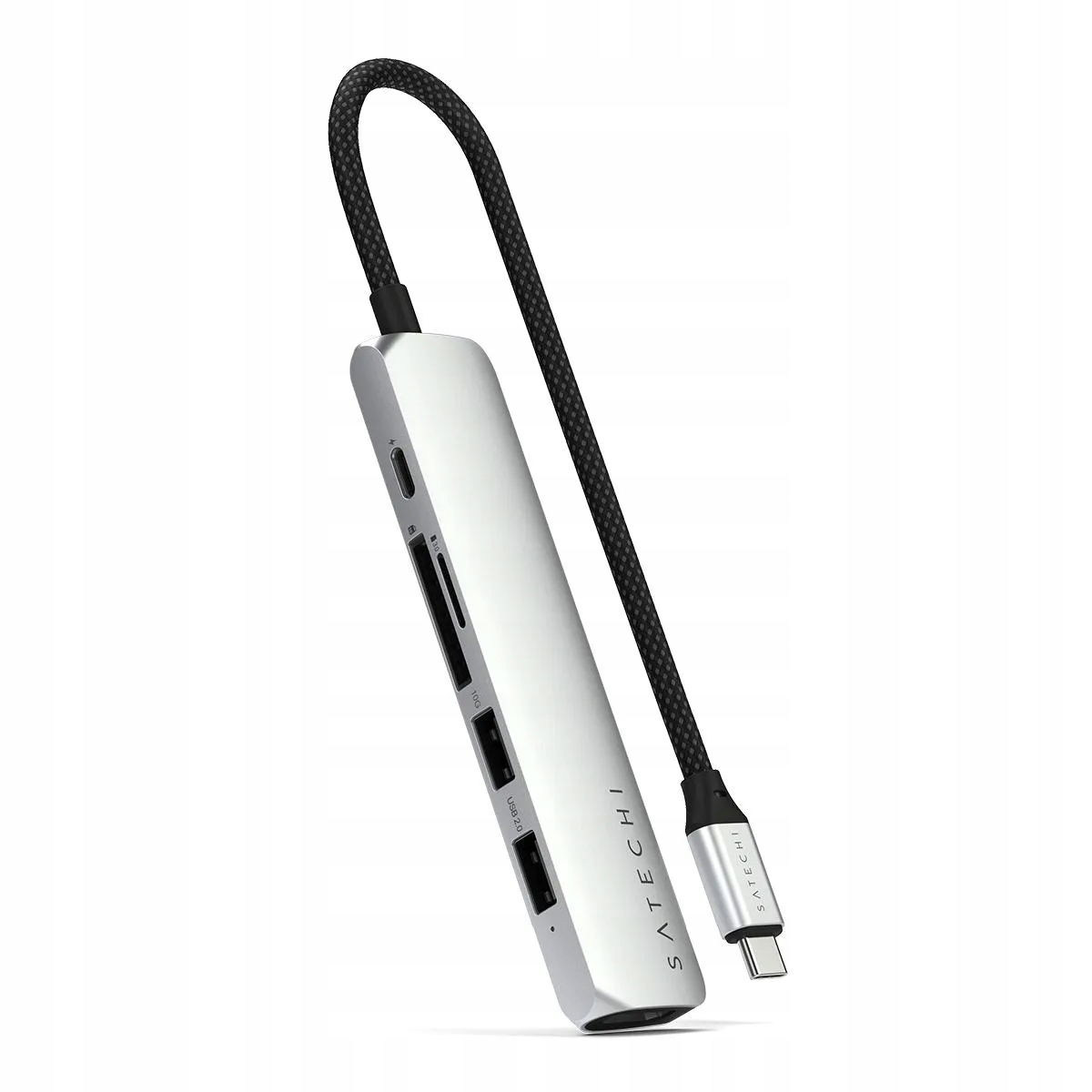 Satechi 6v1 Usb-c Slim hliníkový adaptér Usb-c, 2xUSB-A, 4K Hdmi, micro/SD