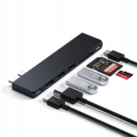 Satechi Pro Hub Slim dvojité Usb-c pre MacBook Usb, Hdmi, Usb-a, SD/microSD