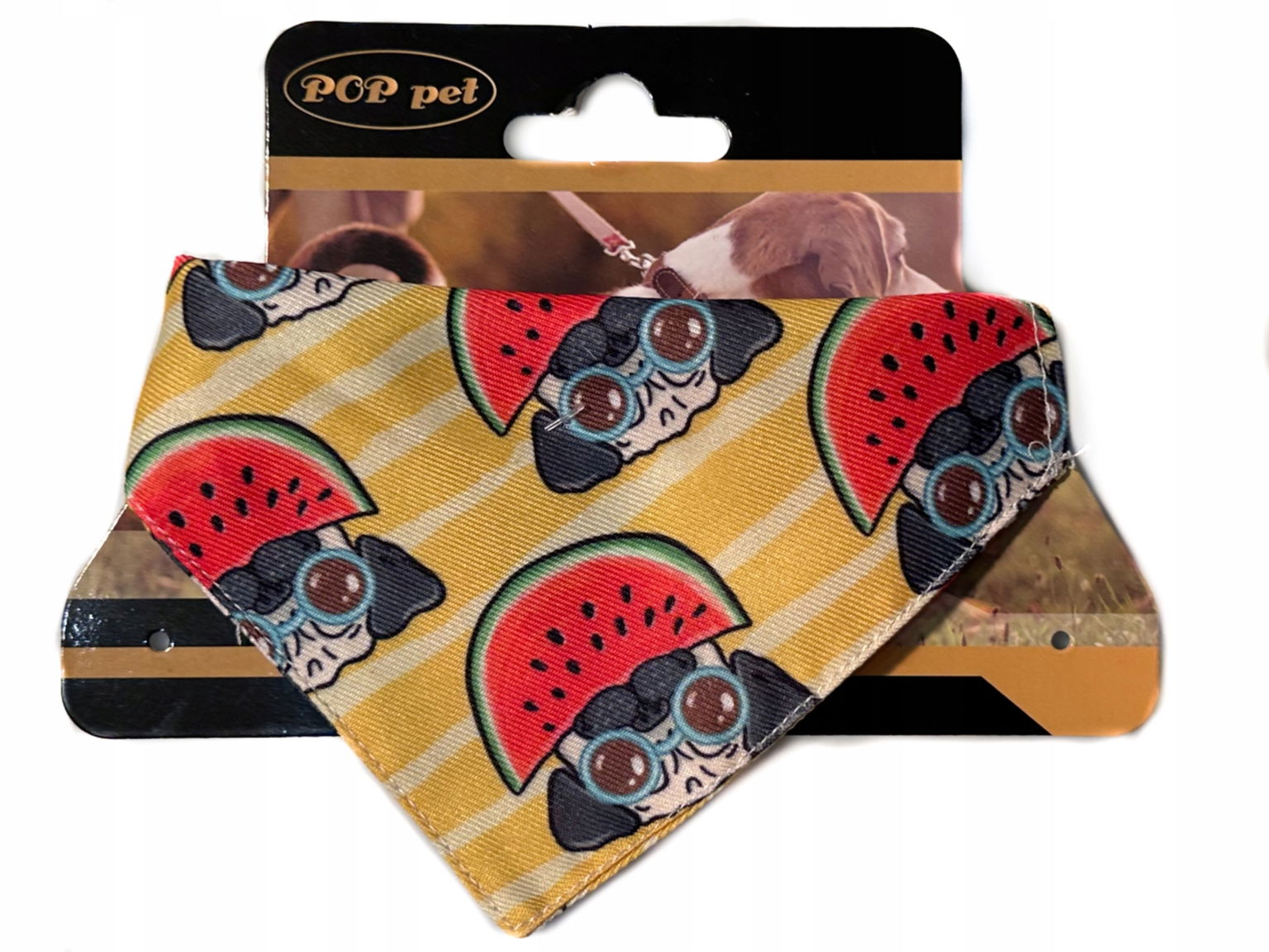 Šatka bandana ozdobná šatka s vychádzkovým obojkom pre psa, mopslík, melón, Xs
